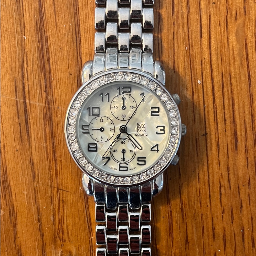 New York & Company Silver Watch with Crystal Accents